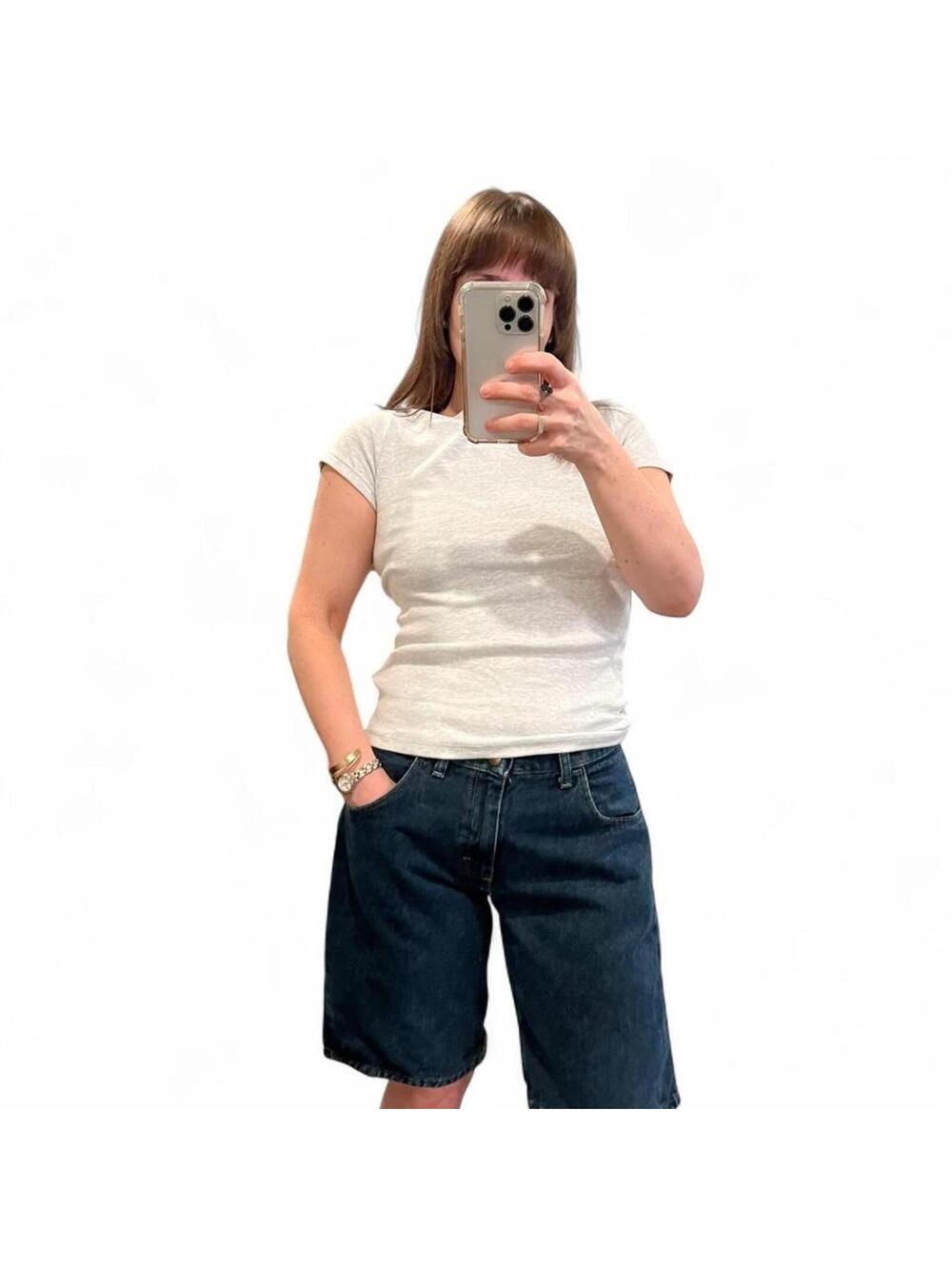 Vintage Y2K Dark Wash Denim Jorts Skater Baggy Long Jean Shorts